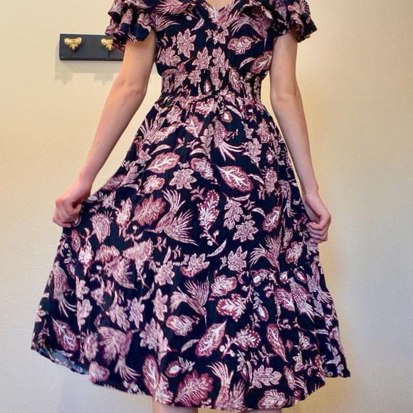 Maurices Navy and Pink Floral Midi Dress - Picture 6 of 10